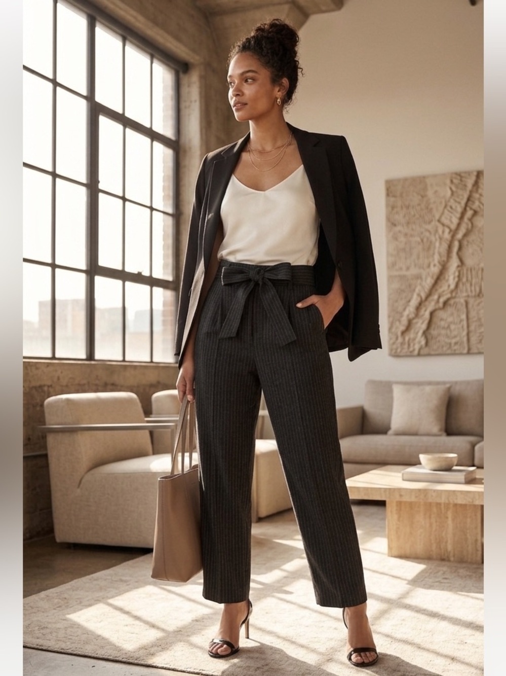Aritzia Wilfred Jallade Wool
Cashmere Gray Pinstripe Crop
Pants Size 4